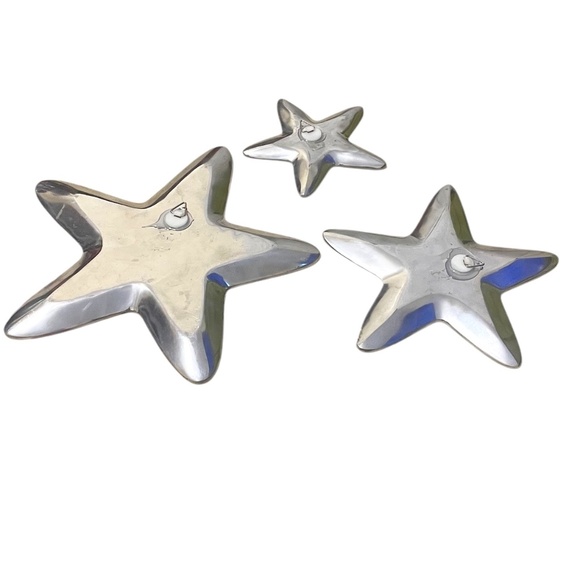 Set Of 3 Asymmetrical Star Shaped Aluminum Metal Decorative Tray Made In India‎ - Picture 2 of 5